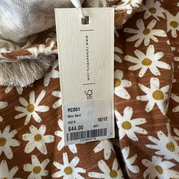 Rylee and Crew Girls Size 10-12Y Brown and White Daisy Floral Mini Skirt - Picture 5 of 6
